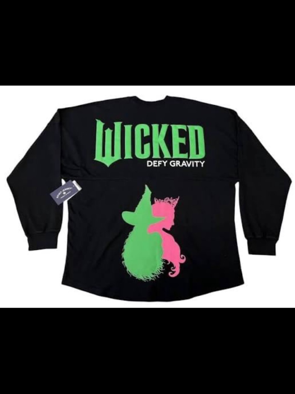Defy Gravity Black Pullover with Green & Pink Graphic